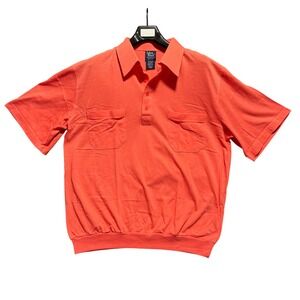 John Blair Mens Polo Shirt XLG Coral Orange Short Sleeve Pocket‎ Knit Top